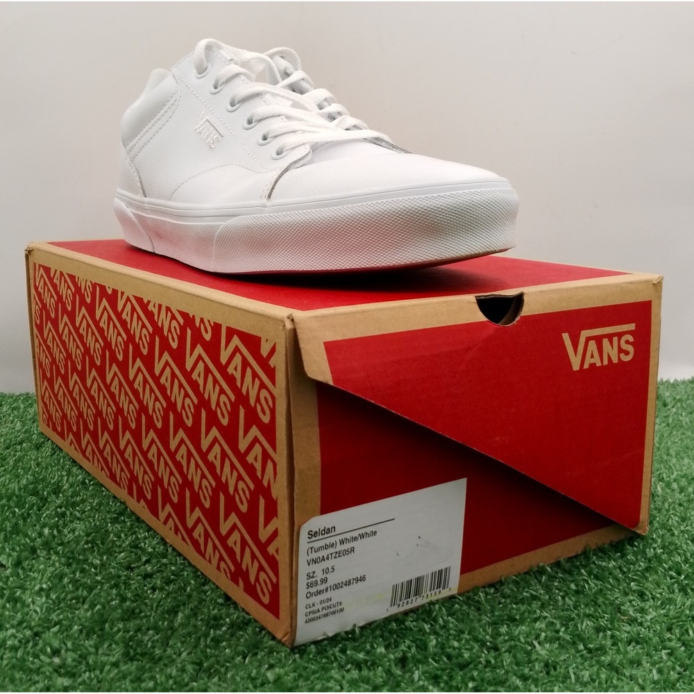 Vans Women's Seldan Shoes Men's Size 10.5 Medium White Daily Active Sneakers Box